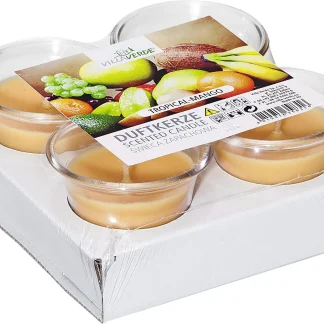 Villa Verde Duftlichte im Becher 4er Set Tropical-Mango, Höhe: 5 cm, Ø 6 cm
