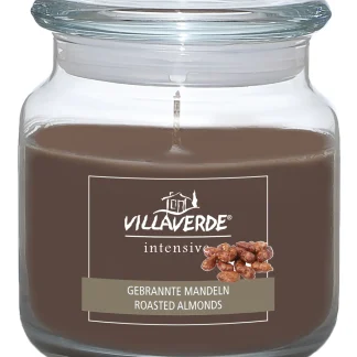Villa Verde Duftkerze im Glas m. Deckel Gebrannte Mandeln, H:10 cm, Ø 10 cm