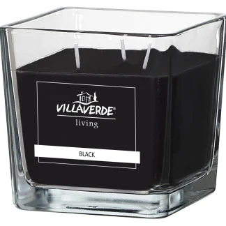 Villa Verde Duftkerze im Glas 3-Docht Black, 10 x 10 x 10 cm