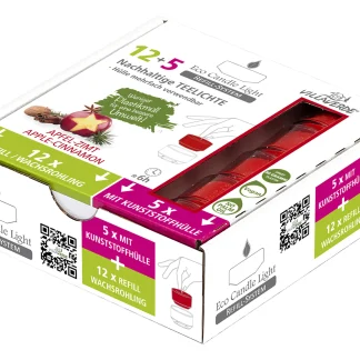 Villa Verde Duftteelichte ECL refill Apfel Zimt (5x m.Hülle+ 12x refill)
