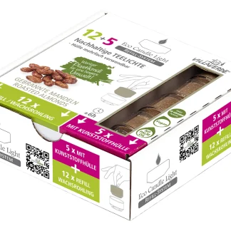 Villa Verde Duftteelichte ECL refill gebr. Mandeln (5x m.Hülle+ 12x refill)