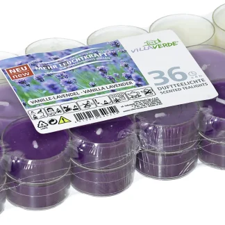 Villa Verde Duftteelichte Vanille-Lavendel, Höhe: 1,7 cm, Ø 3,8 cm, 36er P.