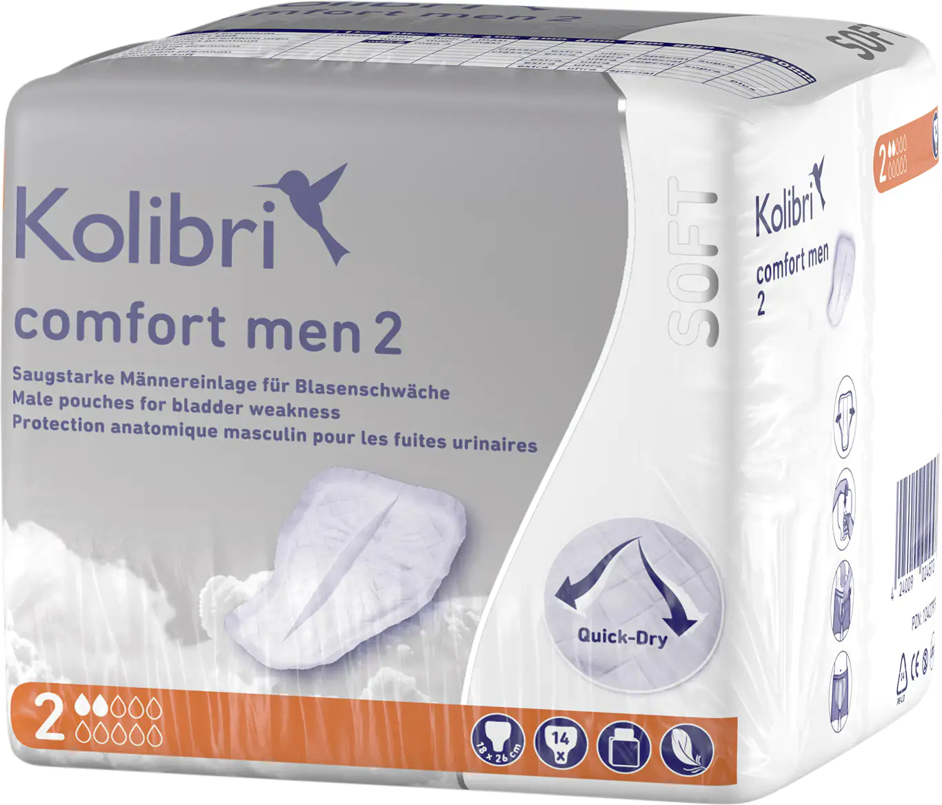 Kolibri Inkontinenz Einlage Comfort soft men 2 18x26cm