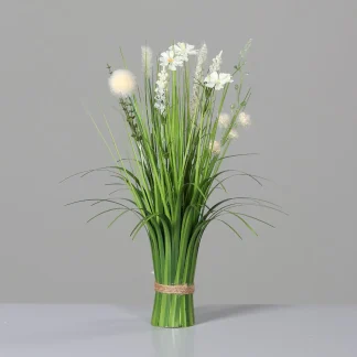 DPI künstliche Wiesenblumen Stehgras mit Blüten creme 47 cm