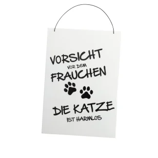 Freese Holz-Schild Vorsicht vor den Frauchen, weiß/schwarz, 23 x 16 cm