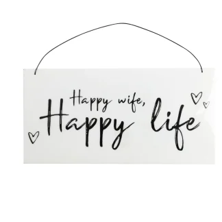 Freese Holzschild Happy wife 22 x 11 x 0,6 cm  cm