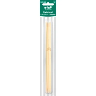 Gründl Nadelspiel Bambus 2,5 mm 20 cm natur