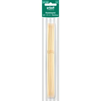 Gründl Nadelspiel Bambus 3,0 mm 20 cm natur