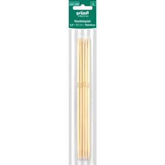 Gründl Nadelspiel Bambus 3,5 mm 20 cm natur