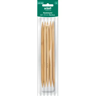 Gründl Nadelspiel Bambus 8,0 mm 20 cm natur