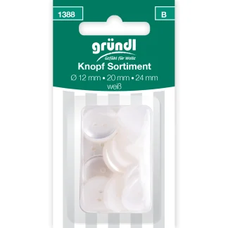 Gründl Knopf Kunststoff Ø 12/20/24 mm 21 Stück weiß