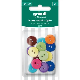 Gründl Kunststoffknöpfe bunt Ø 15 mm Material: Kunststoff
