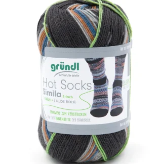 Gründl Sockenwolle Hot Socks Simila 100 g anth., grau-kürbis-blau-kiesel