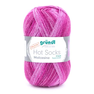 Gründl Wolle Hot Socks Malcesine, 4-fach,100 g, fuchsia multicolor