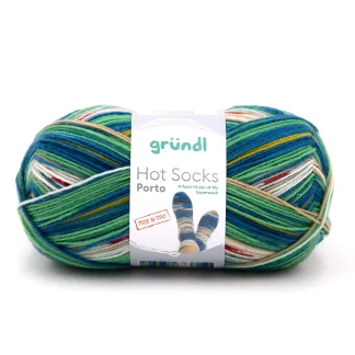 Gründl Sockenwolle Hot Socks Porto 100 g 4-fach ocean-maigrün-kamel-anis