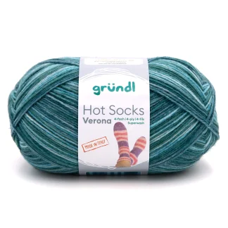 Gründl Sockenwolle Hot Socks Verona 100 g 4-fach jade-türkis-meliert