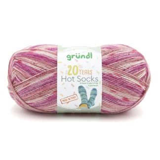 Gründl Sockenwolle Hot Socks 100 g 4-fach, malve-pfirsich-koralle-meliert