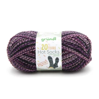 Gründl Sockenwolle Hot Socks 100 g 4-fach, himbeer-flieder-violett-schwarz
