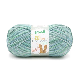 Gründl Sockenwolle Hot Socks 150 g 6-fach, hellblau-lindgrün-maigrün-weiß