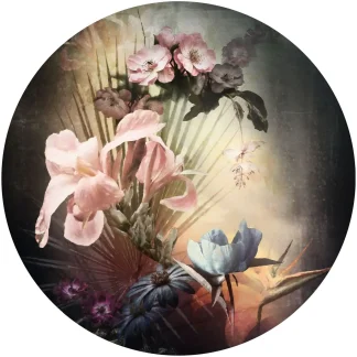 Komar Vlies Fototapete Dot Flemish Flowers Ø 125 cm, selbstklebend