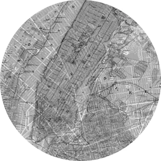 Komar Vlies Fototapete Dot Map Ø 125 cm, selbstklebend