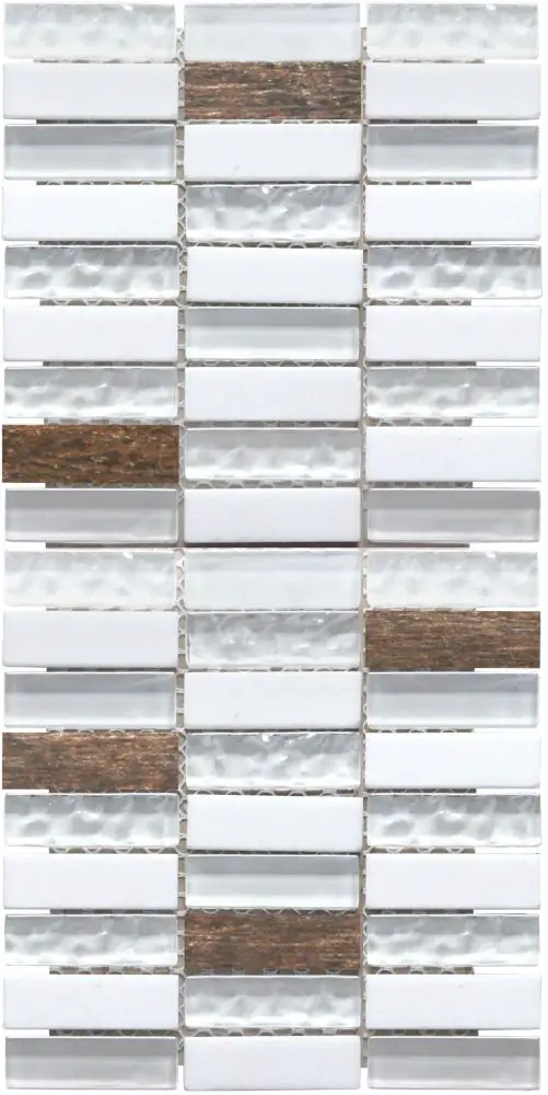 Mosaikfliese Holz Selva 15 x 30 cm braun-weiß Steinmaß: ca. 4,8 x 1,5 cm