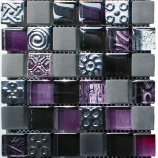 Mosaikfliese Glas Viola 15 x 30 cm schwarz-lila Steinmaß: ca. 2,3 x 2,3 cm
