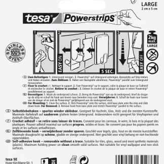 tesa Powerstrips Haken Large oval, Edelstahl