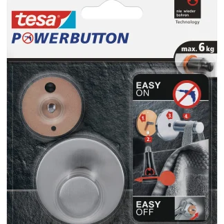 tesa Powerbutton Haken Classic rund, Edelstahl