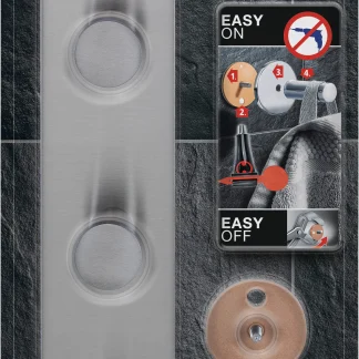 tesa Powerbutton Hakenleiste Classic Edelstahl, chrom, rostfrei