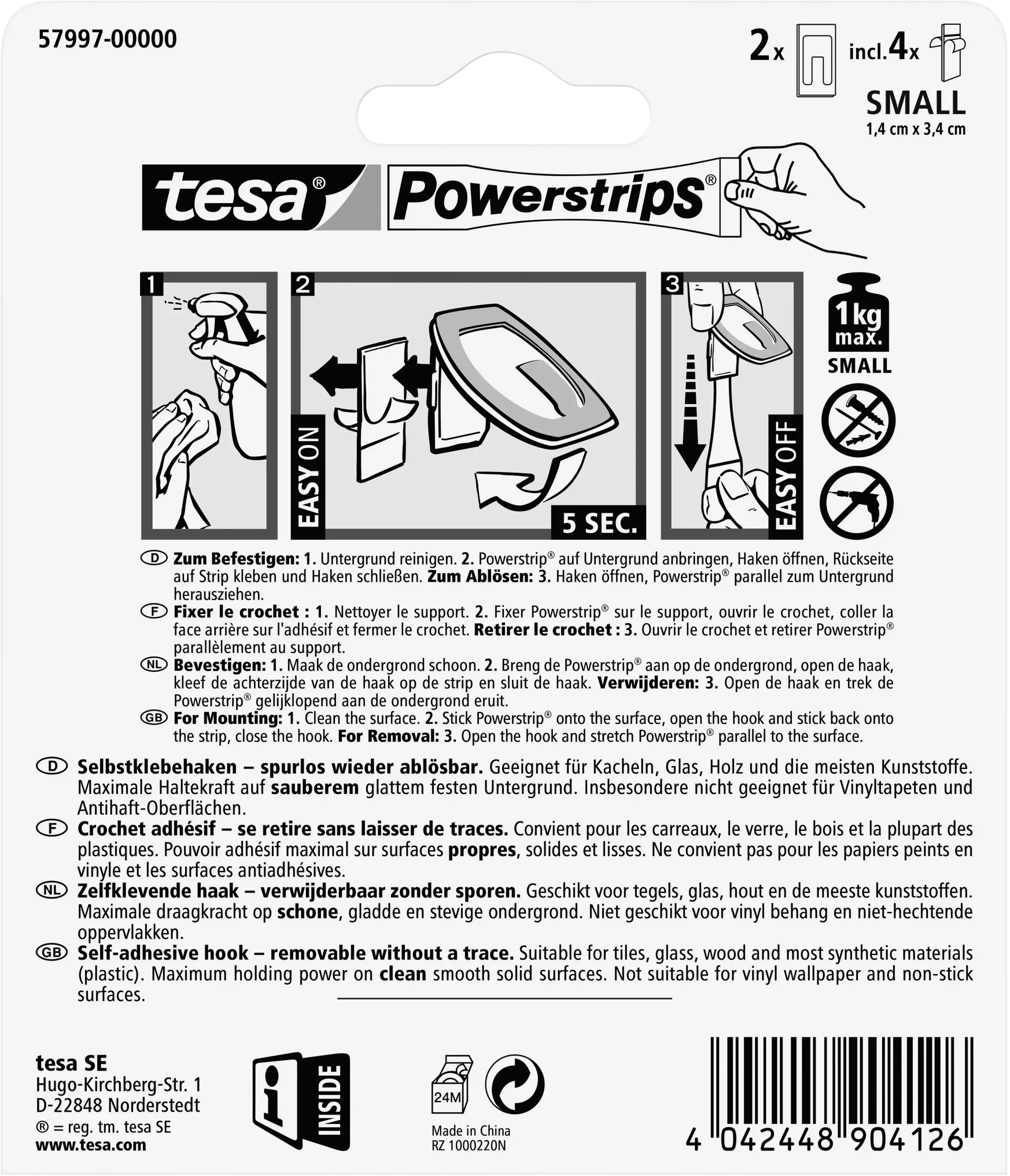 tesa Haken Powerstrip Small chrom