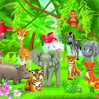papermoon Vlies- Fototapete Digitaldruck 250 x 180 cm Kids Jungle Animals