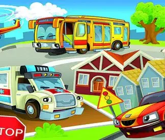 papermoon Vlies- Fototapete Digitaldruck 350 x 100 cm Kids Cars Panorama