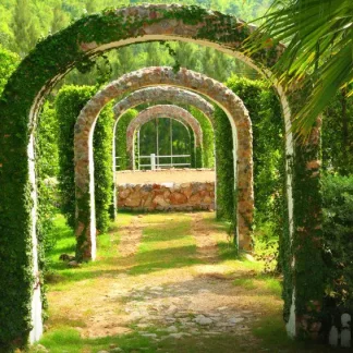 papermoon Vlies- Fototapete Digitaldruck 350 x 260 cm Pergola Garden