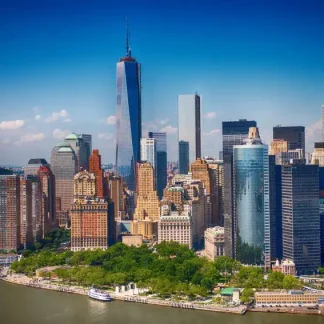 papermoon Vlies- Fototapete Digitaldruck 350 x 260 cm Lower Manhattan Skyline