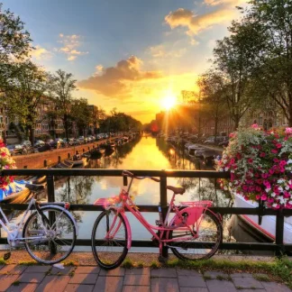 papermoon Vlies- Fototapete Digitaldruck 350 x 260 cm Amsterdam Sunrise