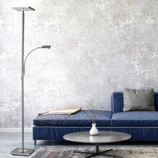 Leuchten Direkt LED Stehleuchte Hans stahl eckig 190 x 57,5 cm dimmbar