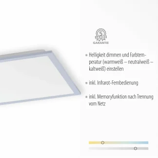 Leuchten Direkt LED Deckenleuchte Flat silber 45,5 x 45,5 cm dimmbar