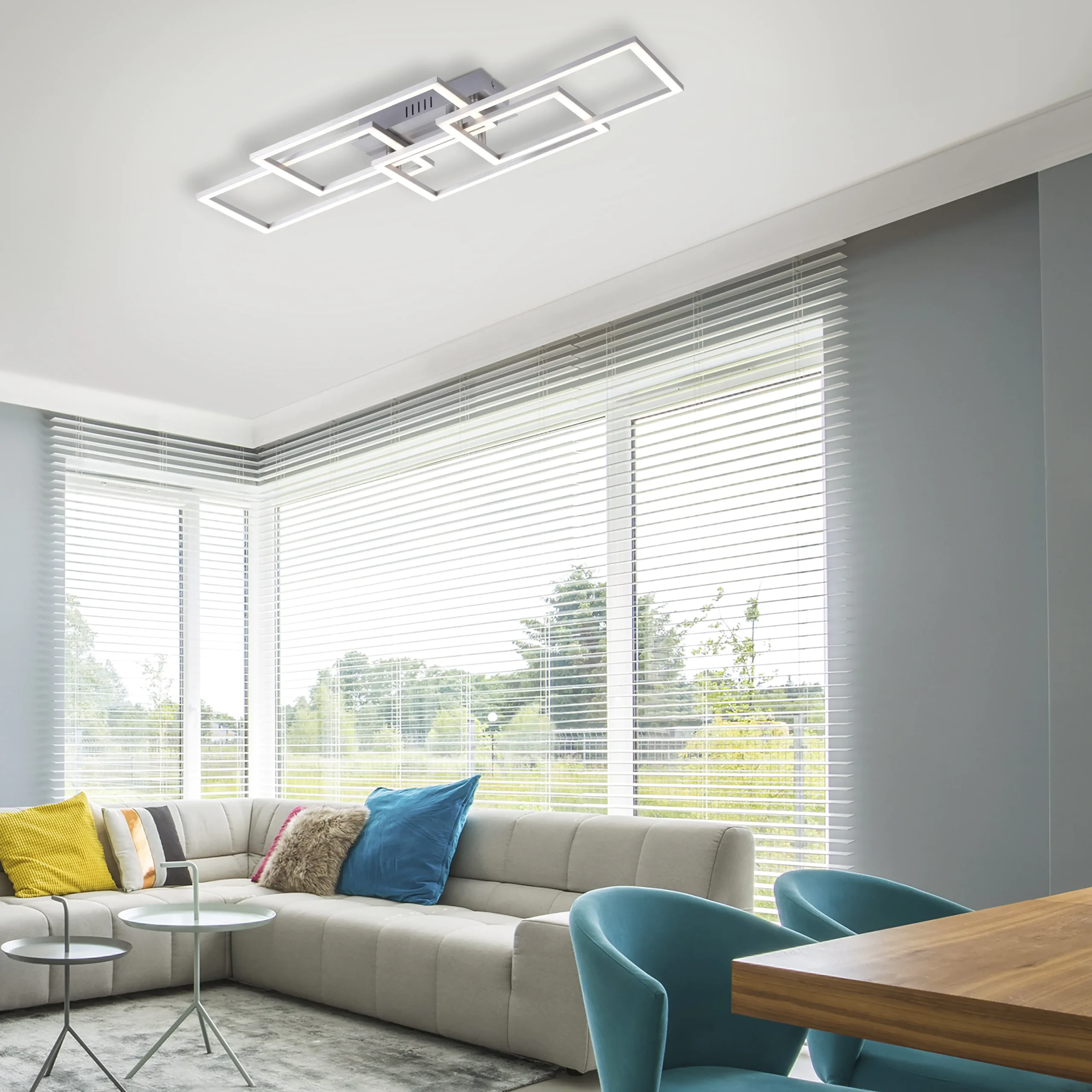 Leuchten Direkt LED Deckenleuchte Iven 54 x 33,5 cm dimmbar, warmweiß