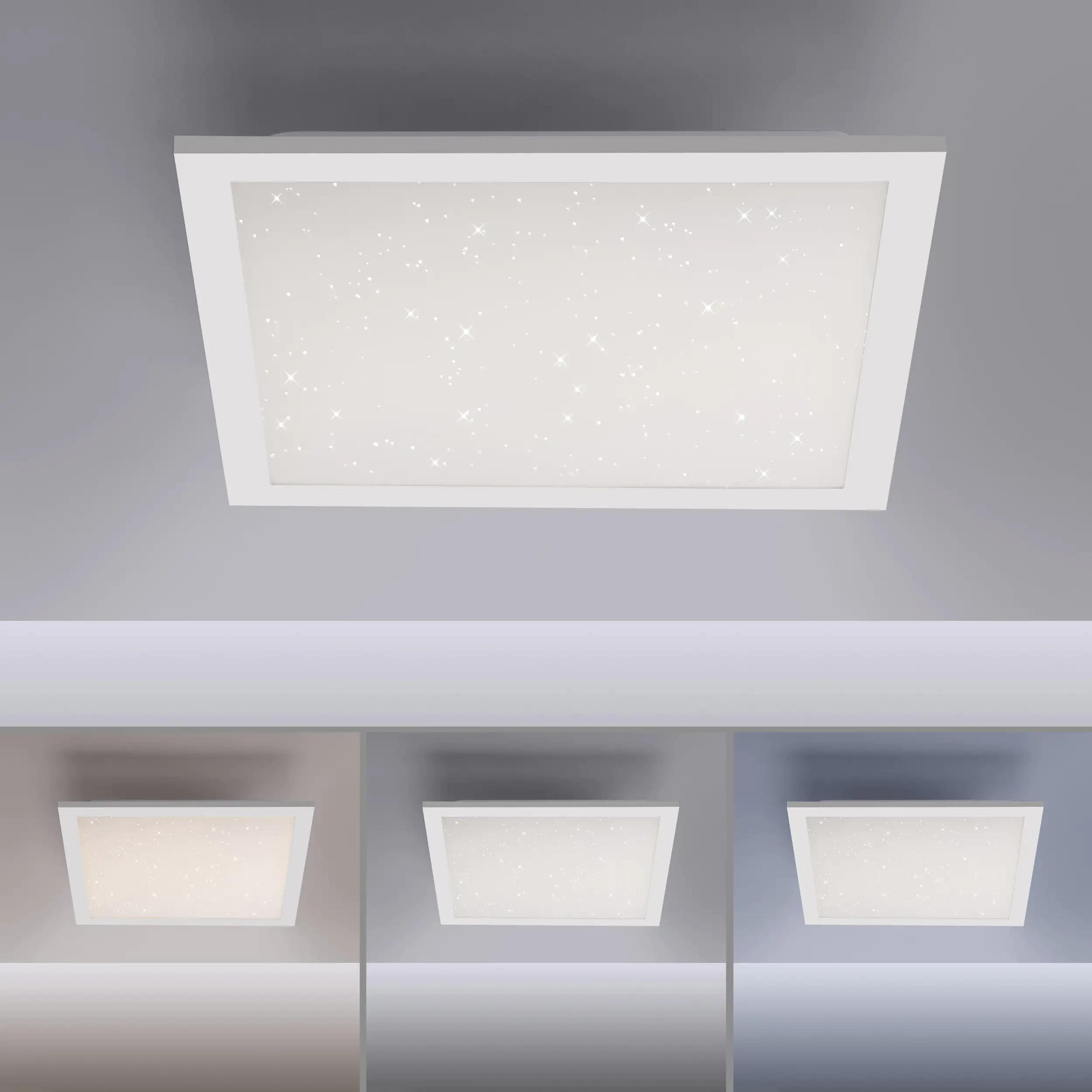 Leuchten Direkt LED Deckenleuchte Starryflat weiß 29,5 x 29,5 cm dimmbar