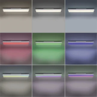 Leuchten Direkt LED CCT Panel Alaska 100 x 25 cm 31 W RGB mit Fernbedienung