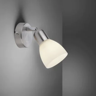 Leuchten Direkt 1er Spot Karo stahl-weiß 14 x 8 cm E14, max. 40 W