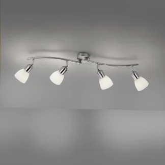 Leuchten Direkt 4er Spot Karo stahl-weiß 87 x 22 cm E14, max. 40 W