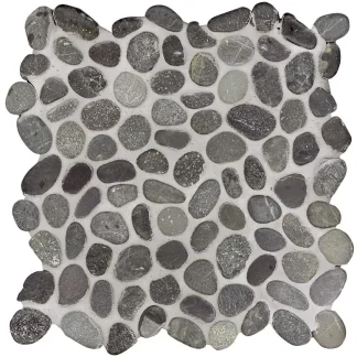 Mosaikfliese Flusskiesel 30 x 30 cm schwarz