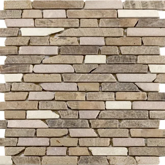 Mosaikfliese Marmor Stäbchen 30 x 30 cm rot-beige