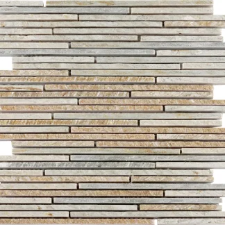 Mosaikfliese Quarzit Mini-Sticks 30 x 30 cm multicolor