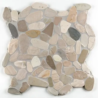 Mosaikfliese Flusskiesel Slice 30 x 30 cm natur