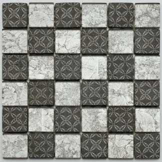Mosaikfliese Glas Antik Maxi 30 x 30 cm grau Steinmaß: ca. 4,8 x 4,8 cm