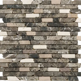 Mosaikfliese Marmor Stäbchen 30 x 30 cm braun-beige
