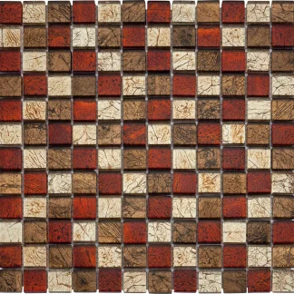 Mosaikfliese Glas Mini 30 x 30 cm rot-braun Steinmaß: ca. 2,3 x 2,3 cm
